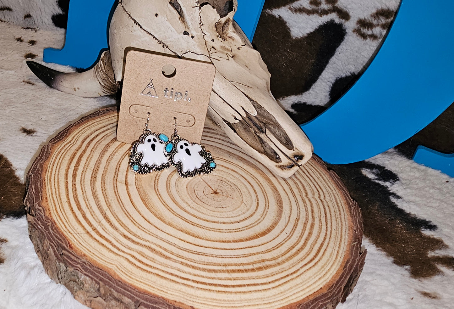 Cute Spooky Ghost Turquoise Earring