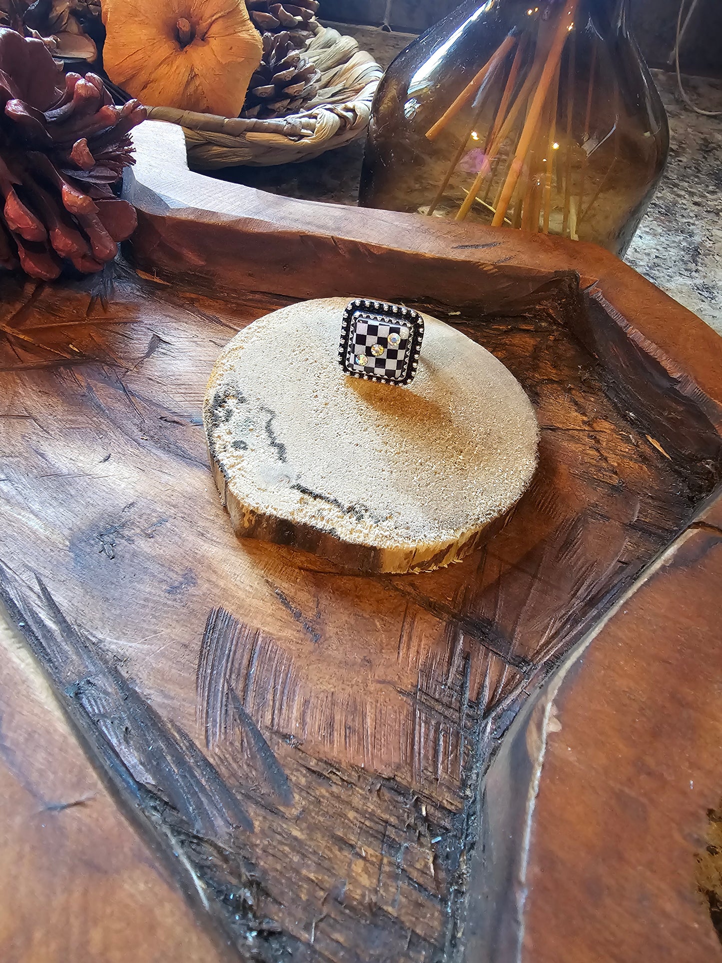 Checkered Dice Cuff Ring