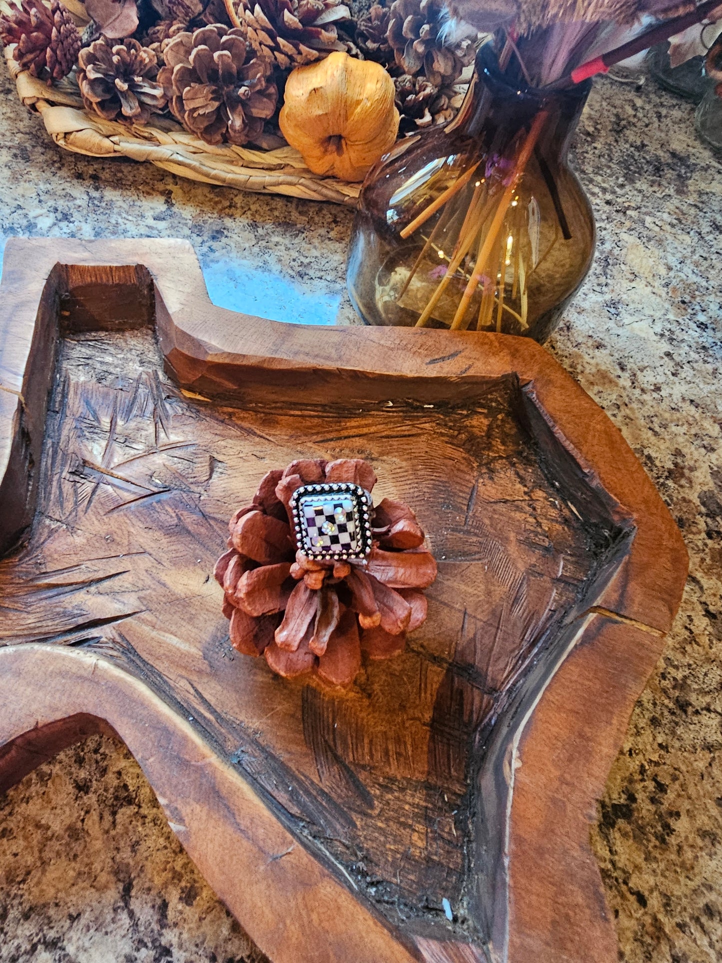 Checkered Dice Cuff Ring