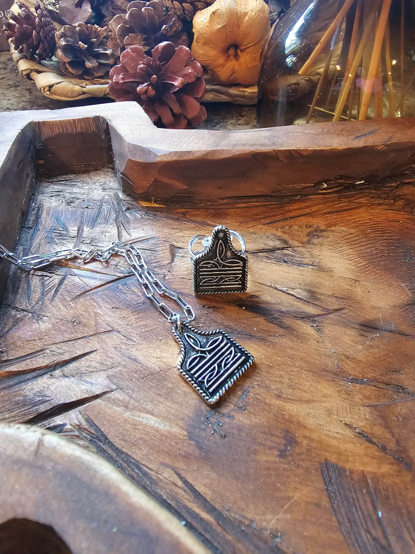 Western Boot Stitch Cattle Tag Cuff Ring