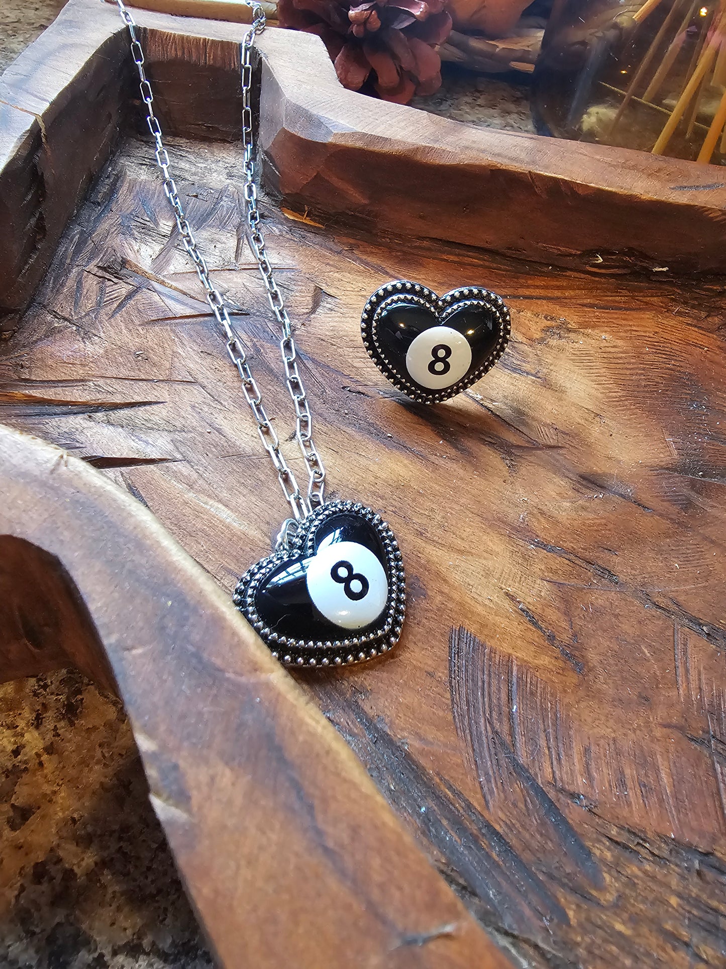 Heart 8 Ball Cuff Ring