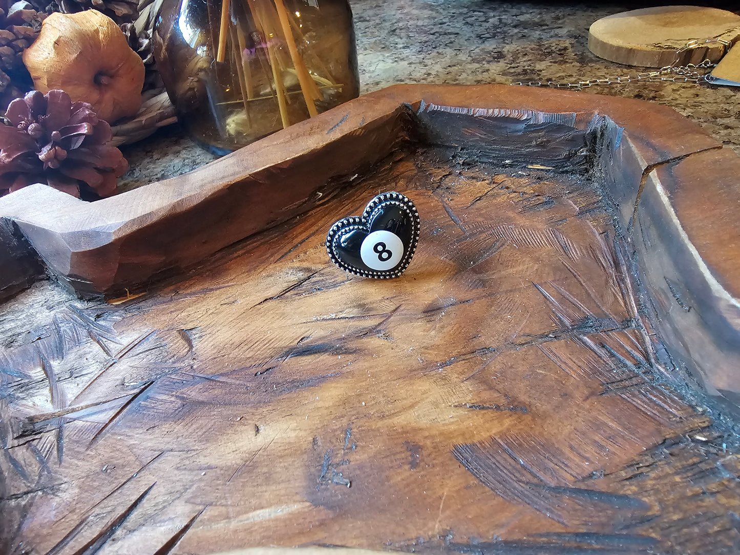 Heart 8 Ball Cuff Ring