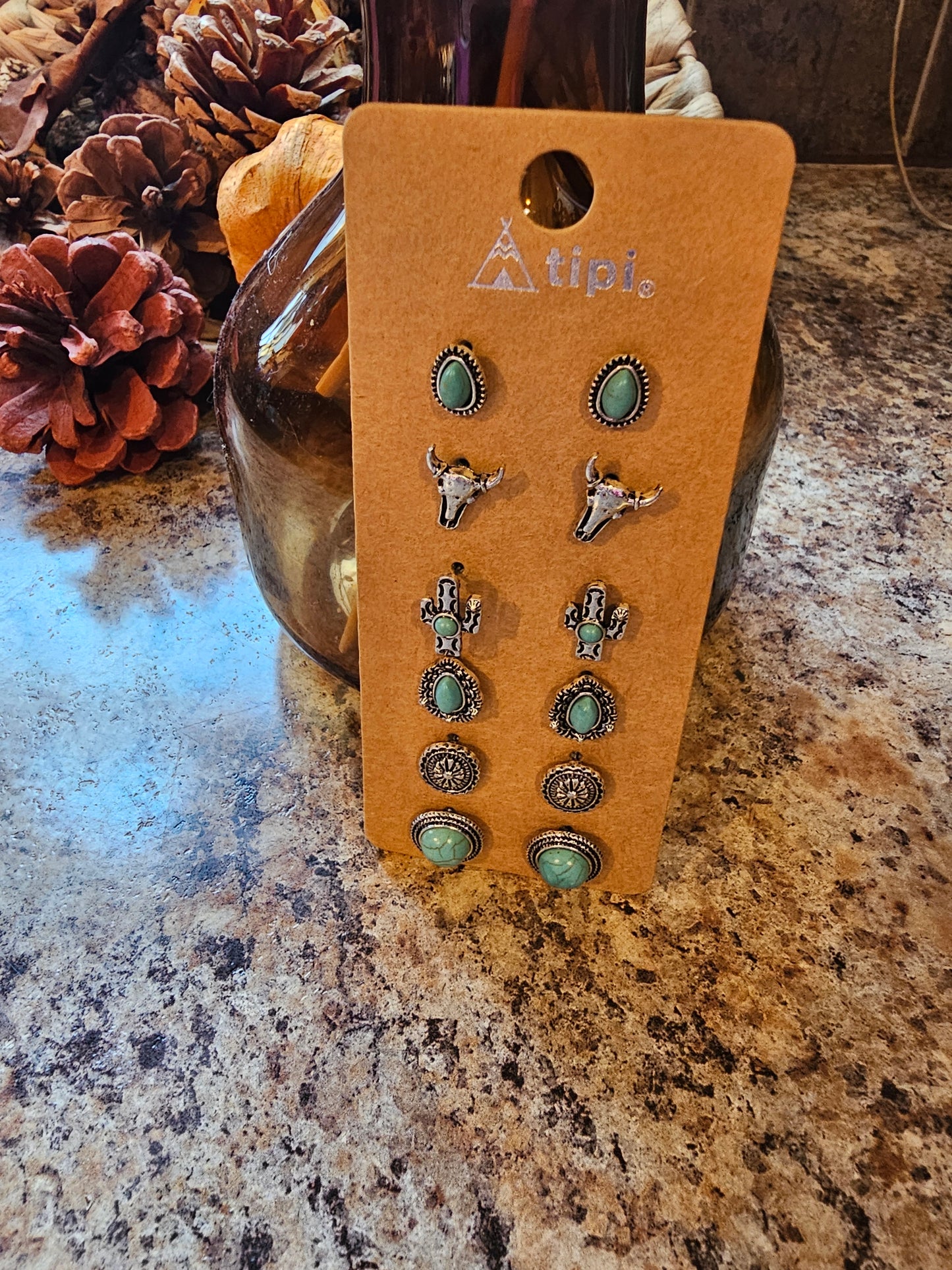 Western 6 Pair Dainty Post Earring Set