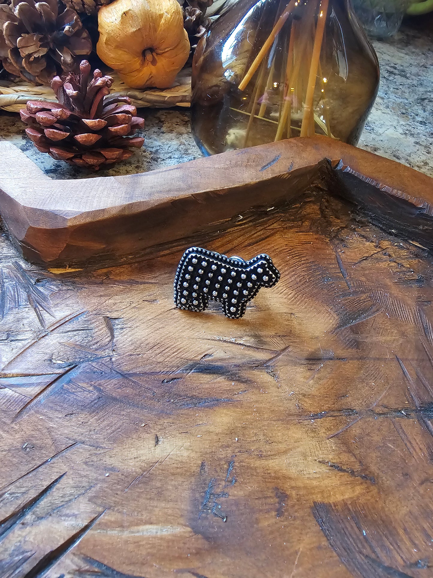 Western Dot Bubble Cow Cuff Ring