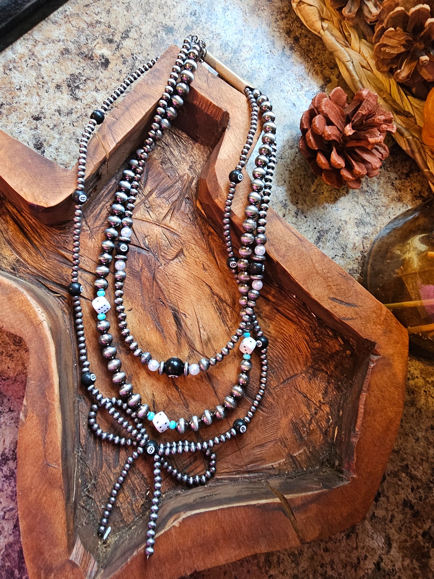 Western 3Layered Navajo Pearl Multi Theme Necklace