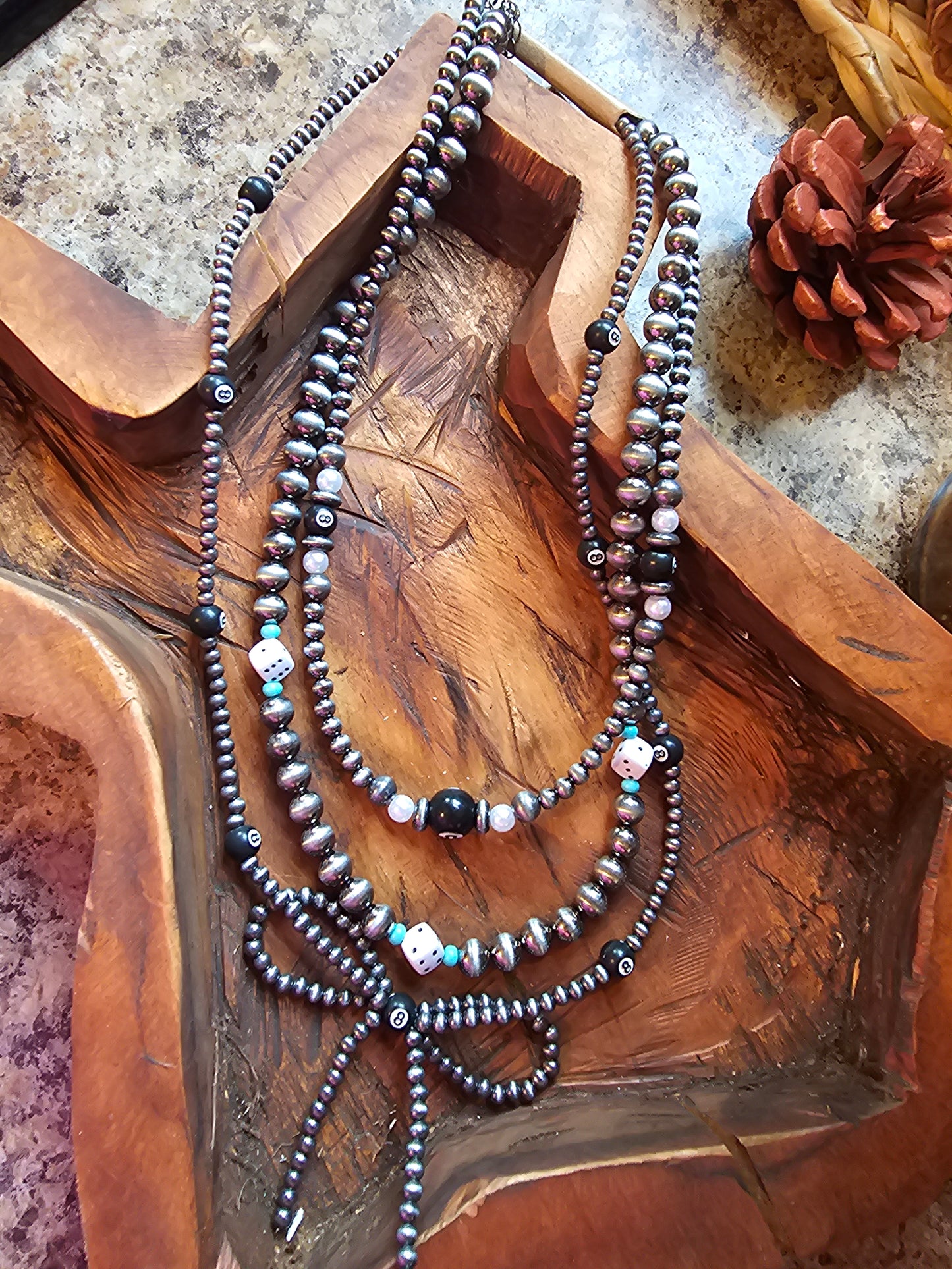 Western 3Layered Navajo Pearl Multi Theme Necklace