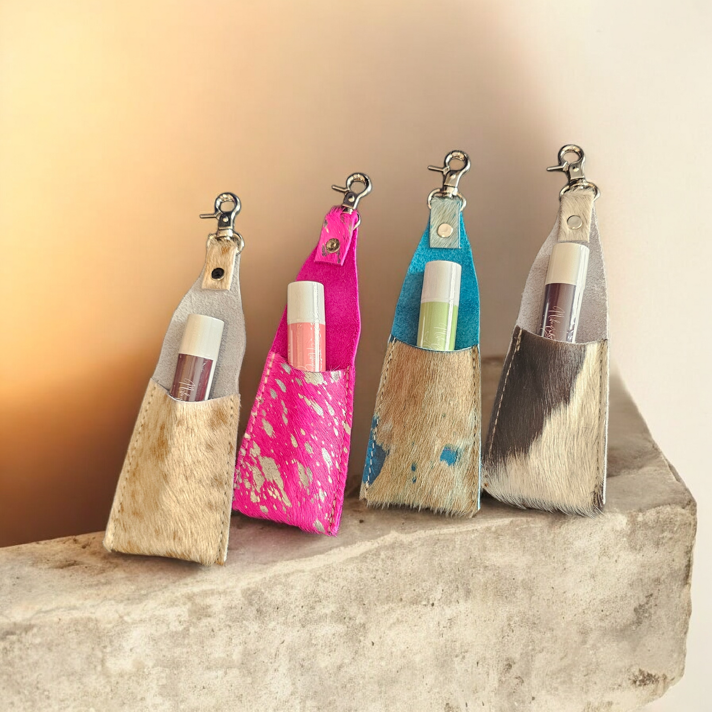 Cowhide Chapstick Case Lip Balm Lipstick Case Holder