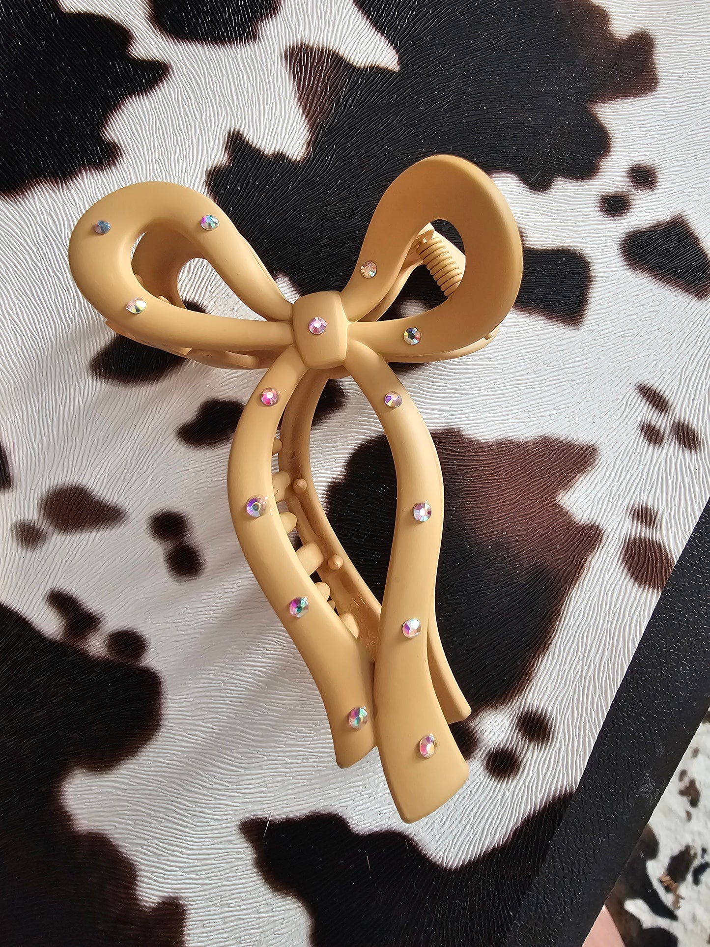 Coquette Bow Rhinestone Banana Hair Clip Claw