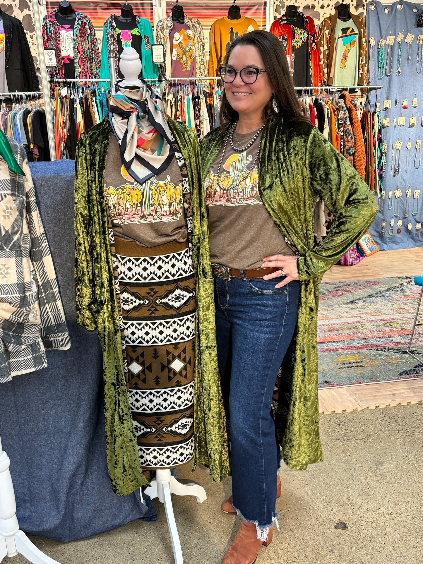 Olive You Velvet Duster Xlarge