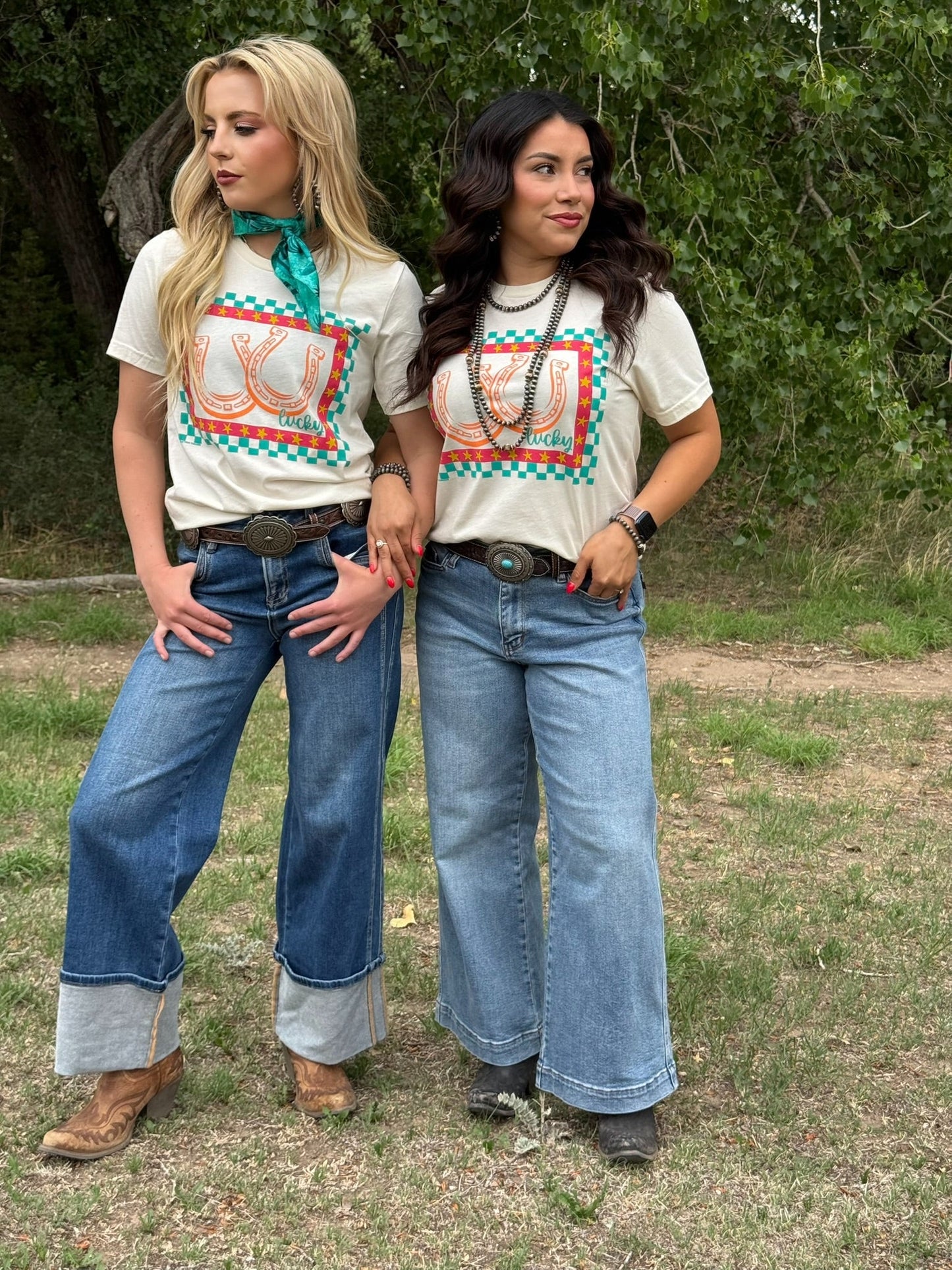 Checkered Lucky Horseshoes Tee