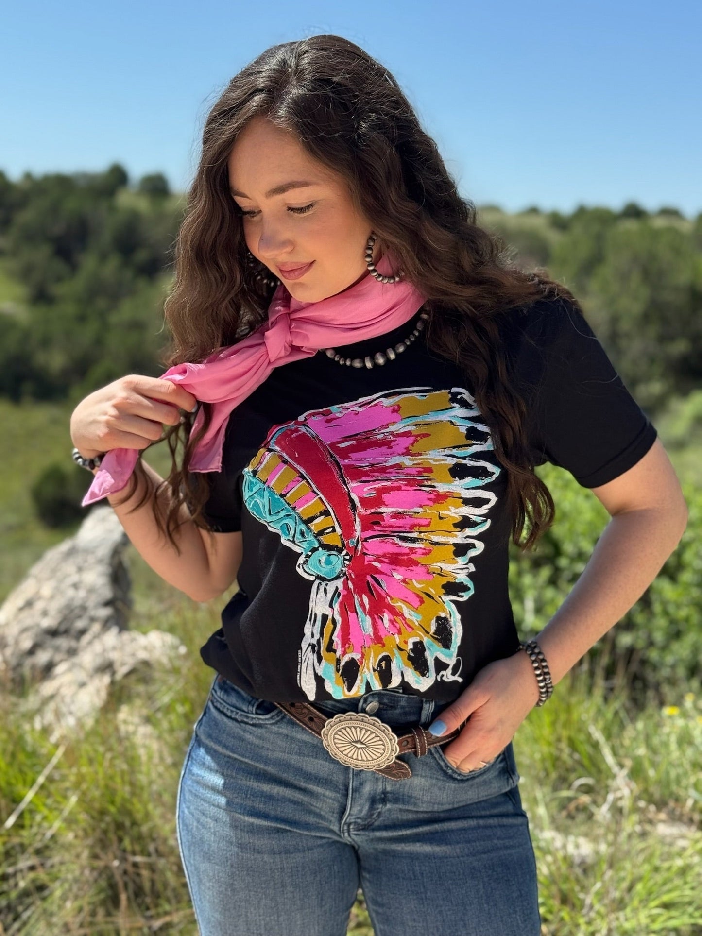 Callie Ann Stelter Pink Headdress Tee