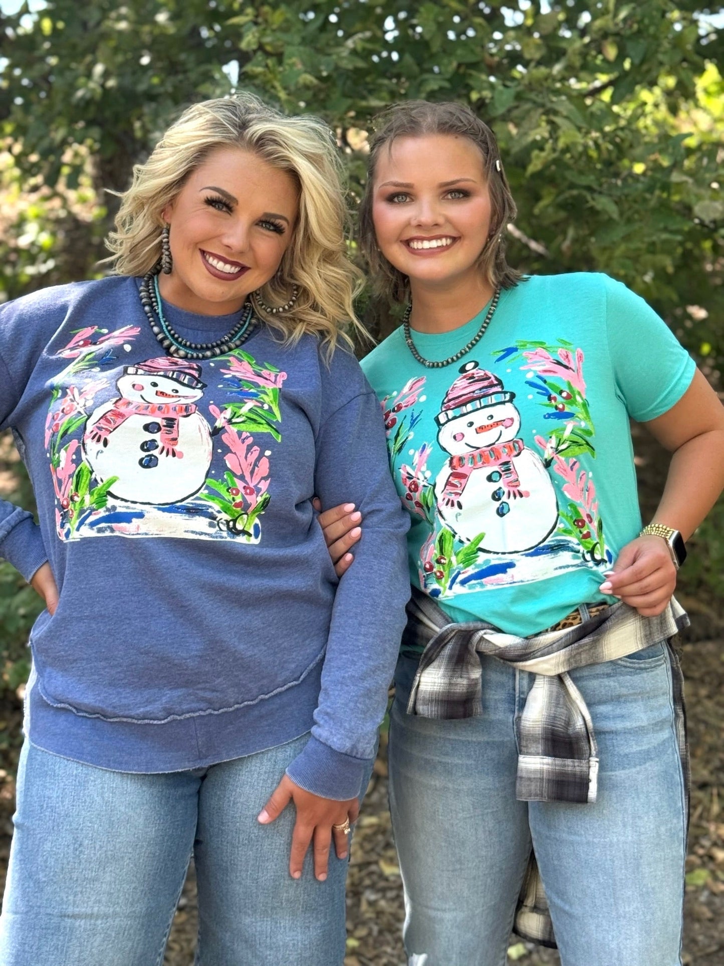 Callie Ann Stelter Snowman Tee and Poncho Sweatshirt