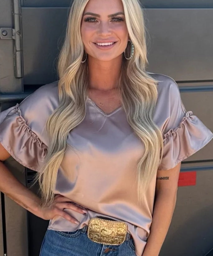 DOWNTOWN DARLING TOP TAUPE large only