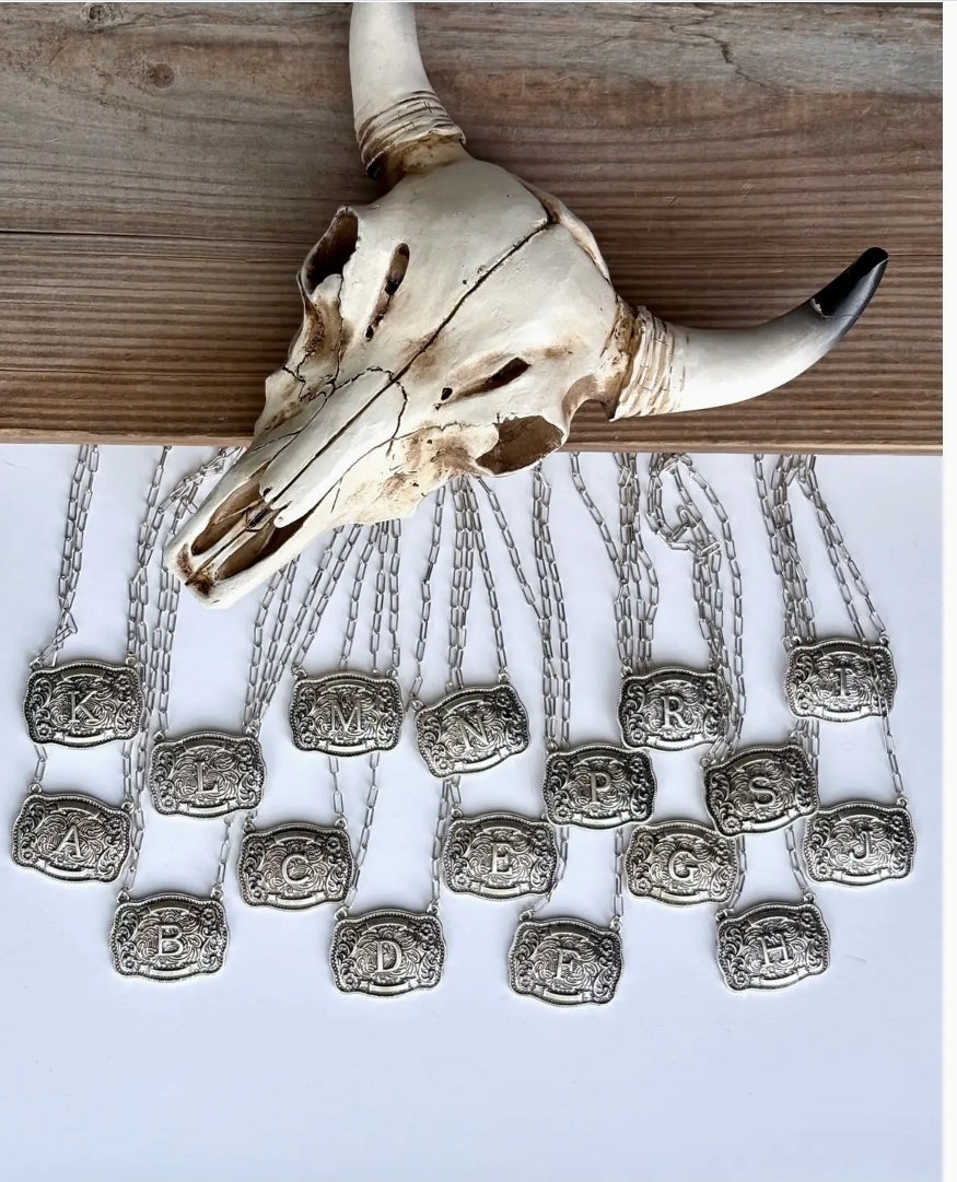 Western Initial Buckle Pendant Necklace