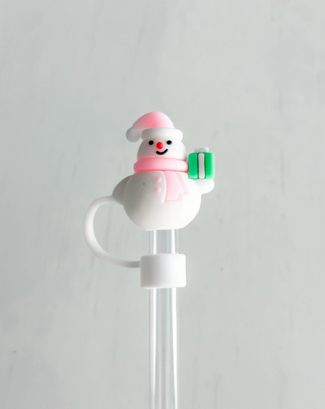 Straw Cover 10mm "Pink Snowman"