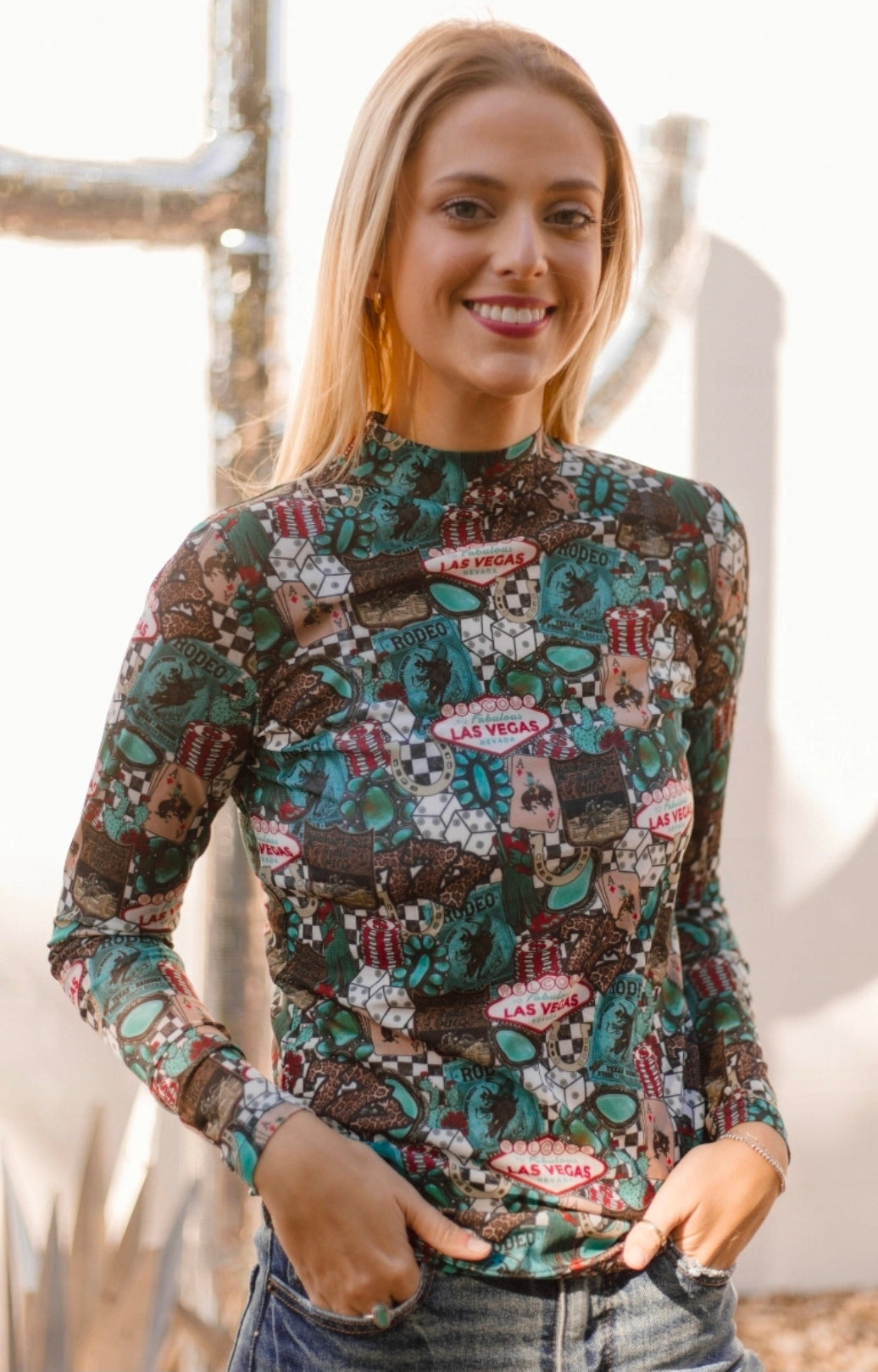 Viva Las Cowgirl Mesh Top