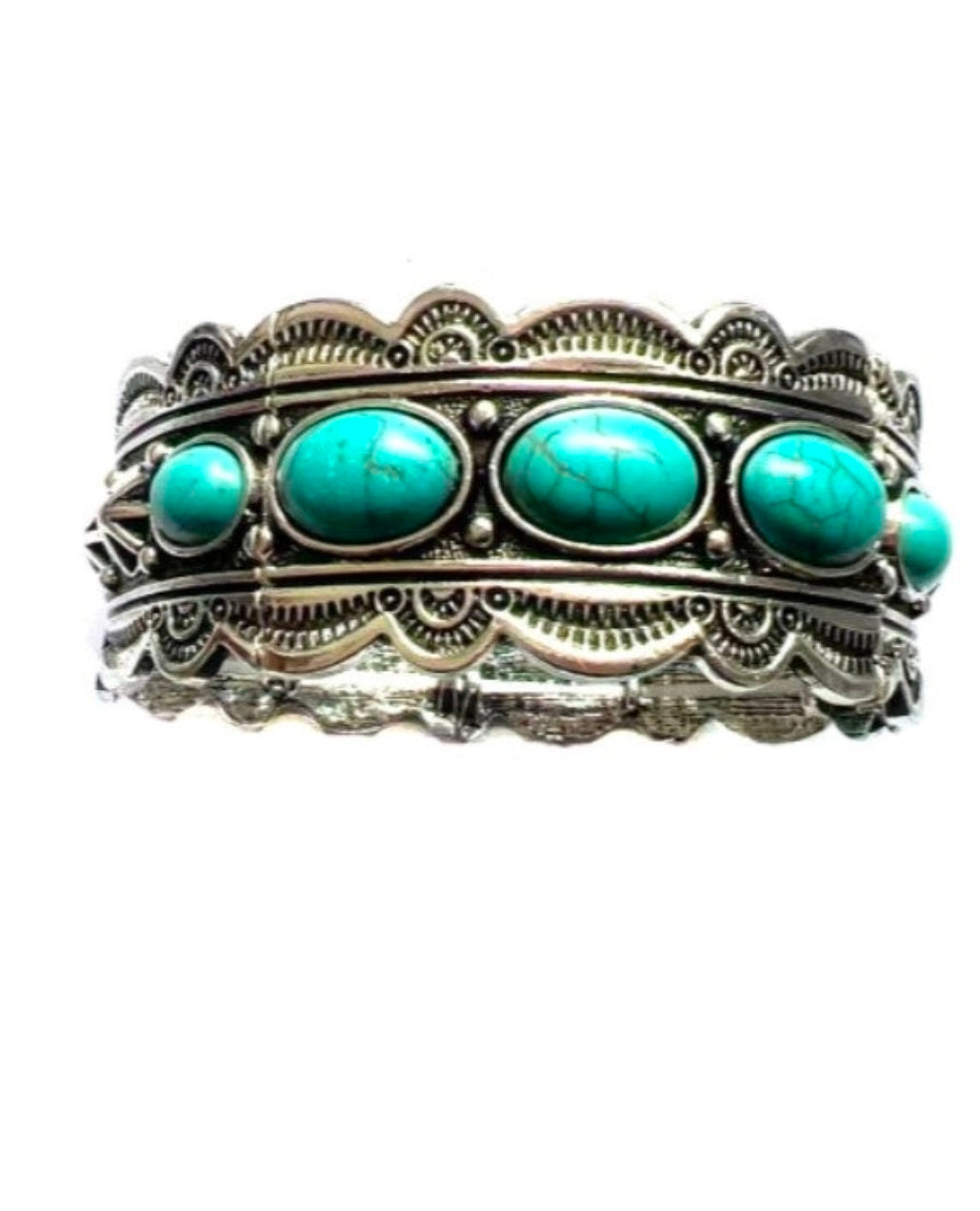 Western Turquoise Stone Stretch Bracelet