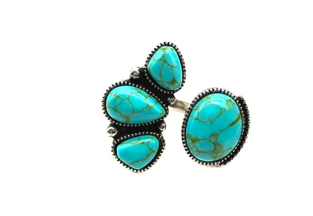Western Turquoise Stone Cuff Ring