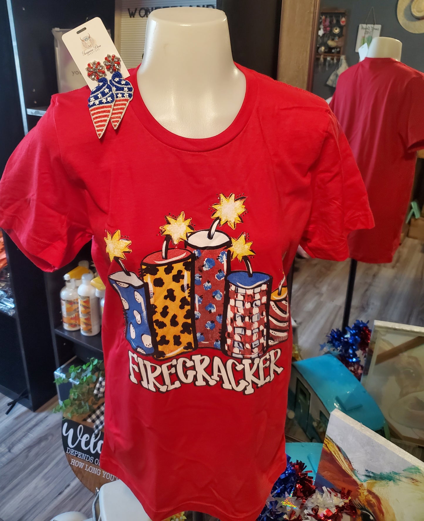 Hand painted Firecracker –Color: Red