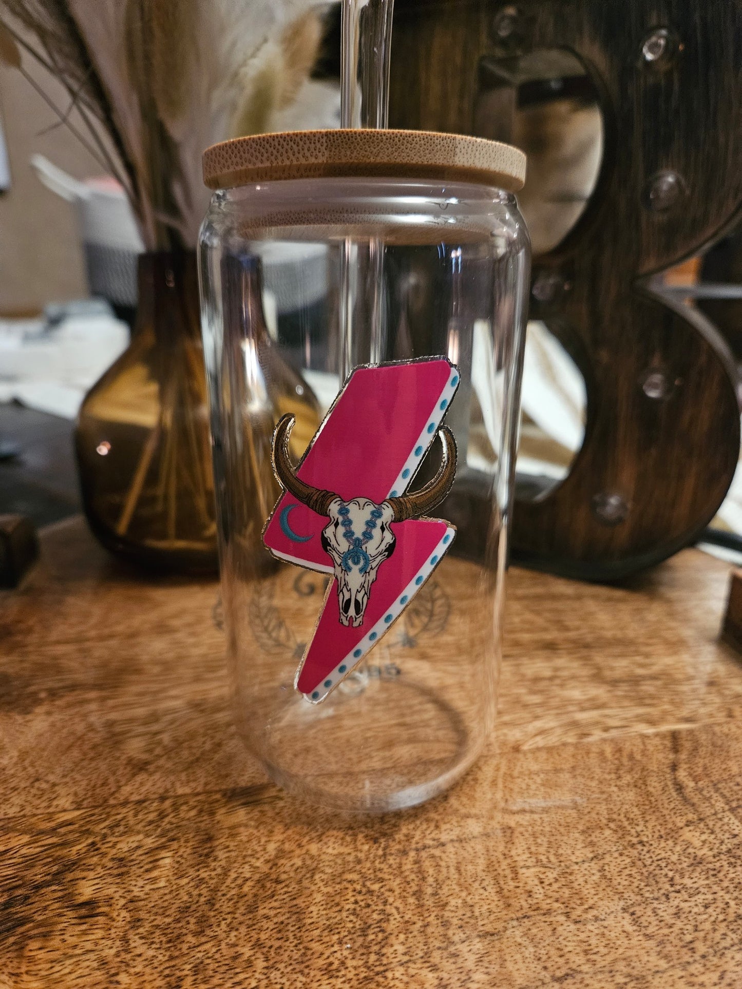 Drinking cup with Bamboo Lid with Design