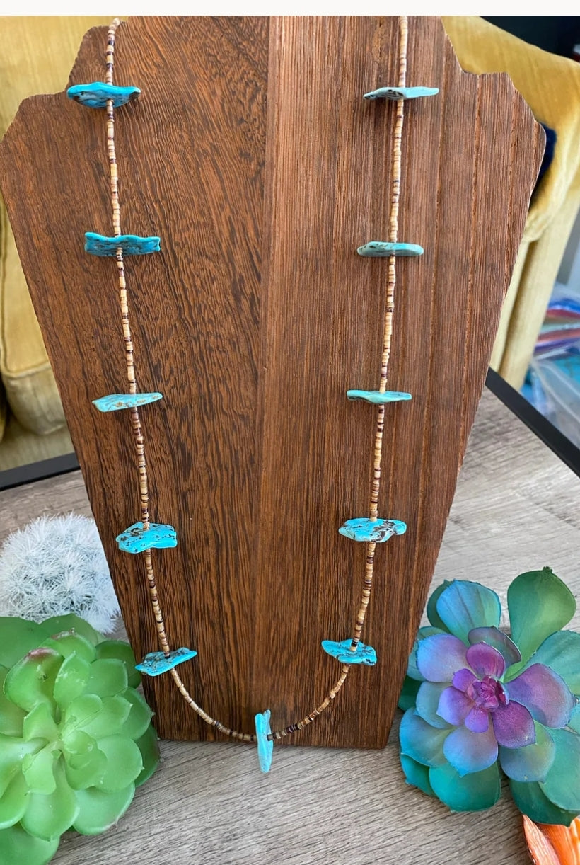 Shell and Slab turquoise Necklace
