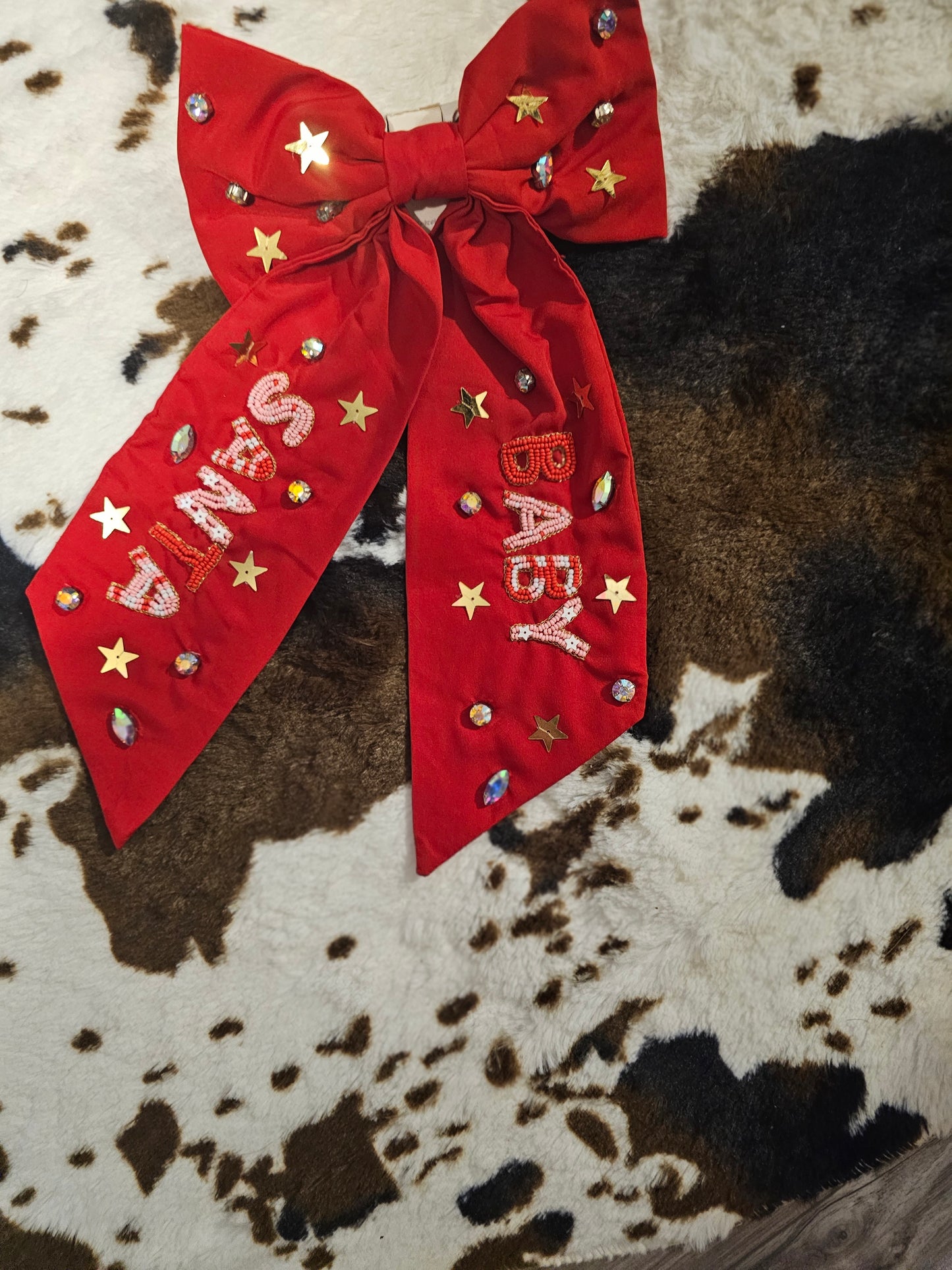 Santa Baby Hair Bow Red