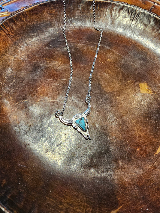 Turquoise Stone Steer Necklace