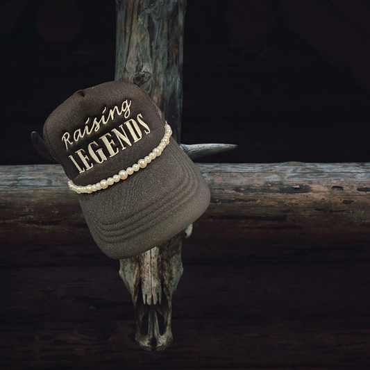 Raising Legends Black Trucker hat with Pearl Hat Chain