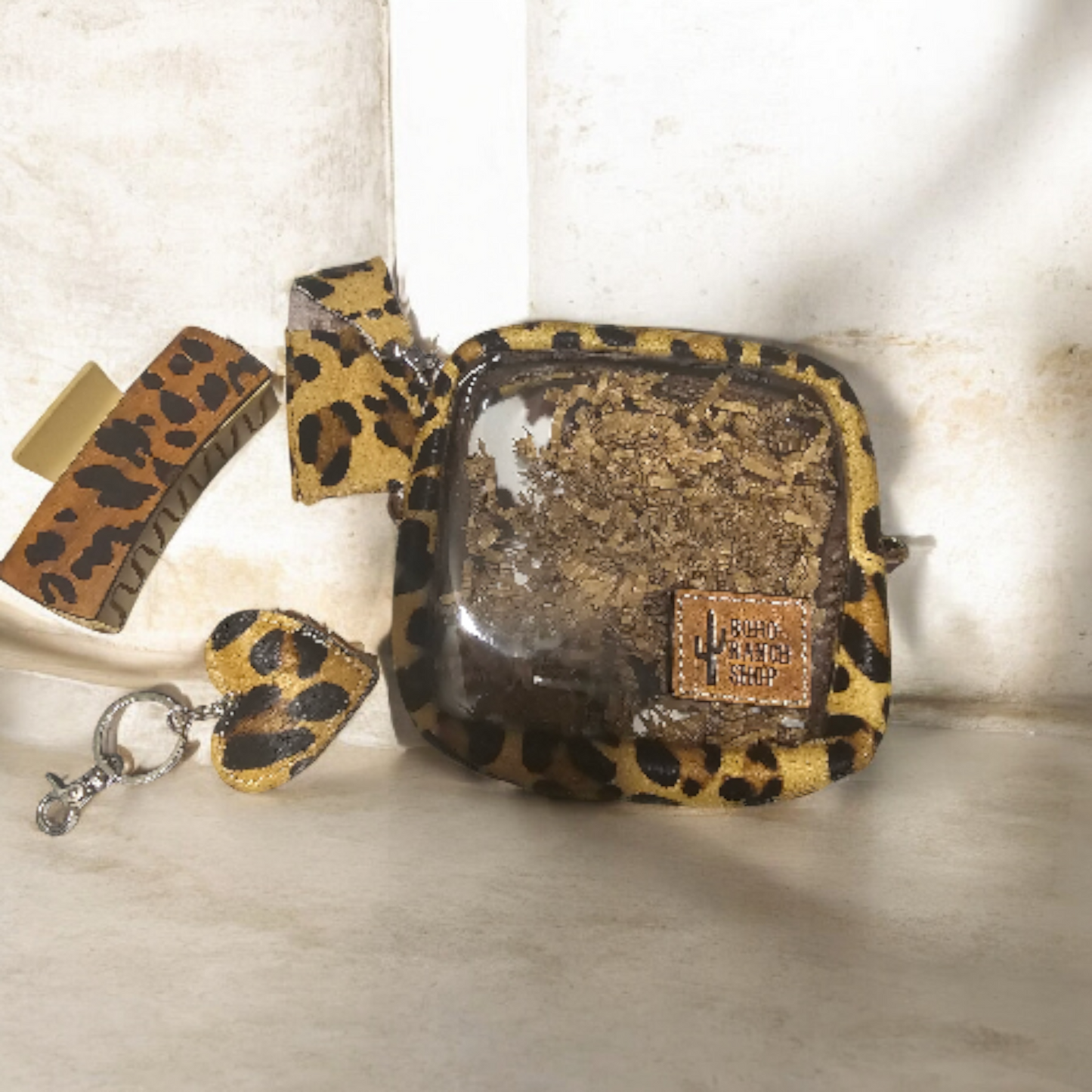 Cowhide Cosmetic Clear Case Bundle