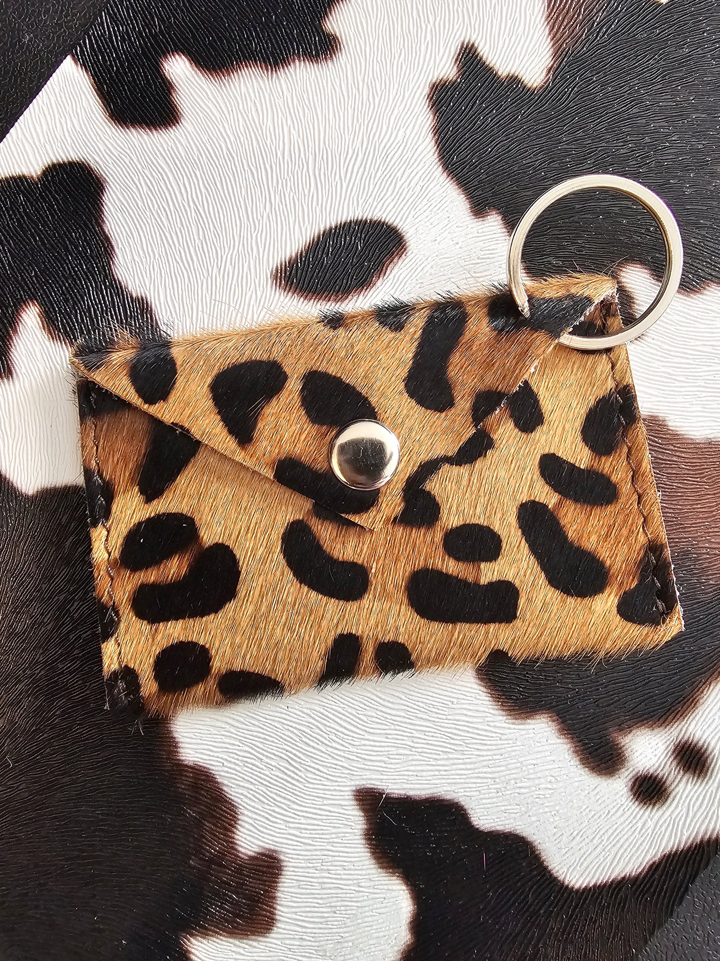 Cowhide Credit Card Holder Keychain - Gift Card Holder