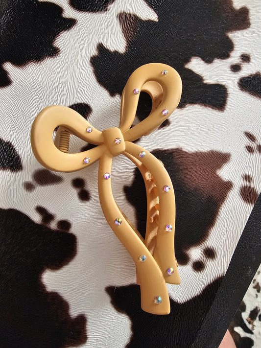 Coquette Bow Rhinestone Banana Hair Clip Claw
