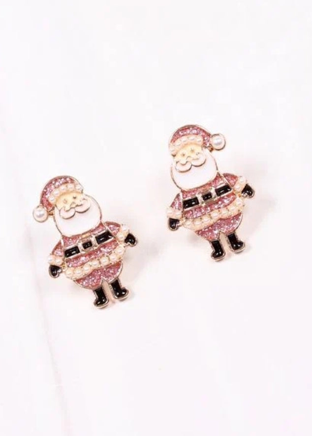 Cheery Santa Stud Earring Pink