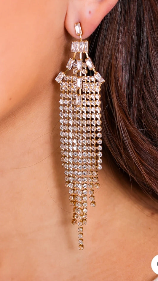 Take Me To Paris Gold Beaded Tassel Earrings