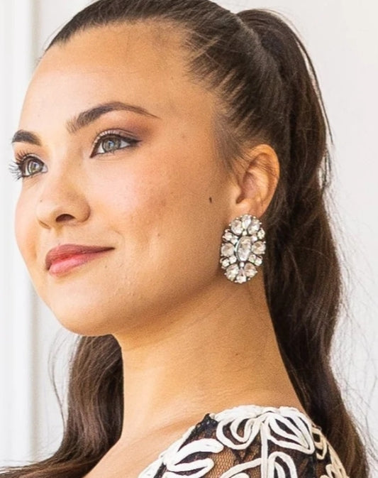 Southwestern Flower Studs with Clear Stones