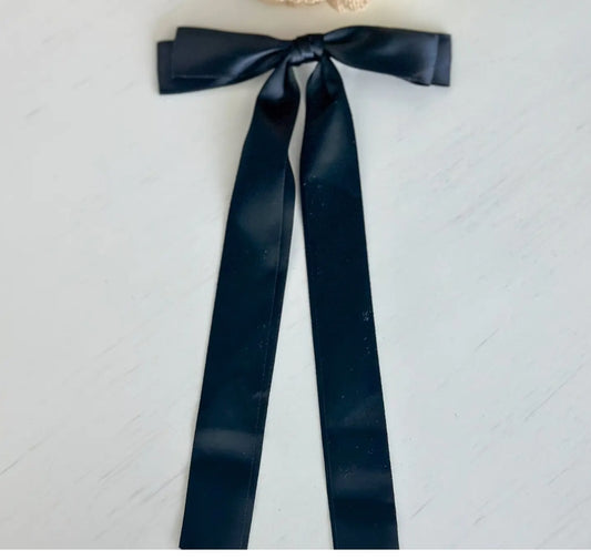 Classic Satin Bow with Clip "Black"