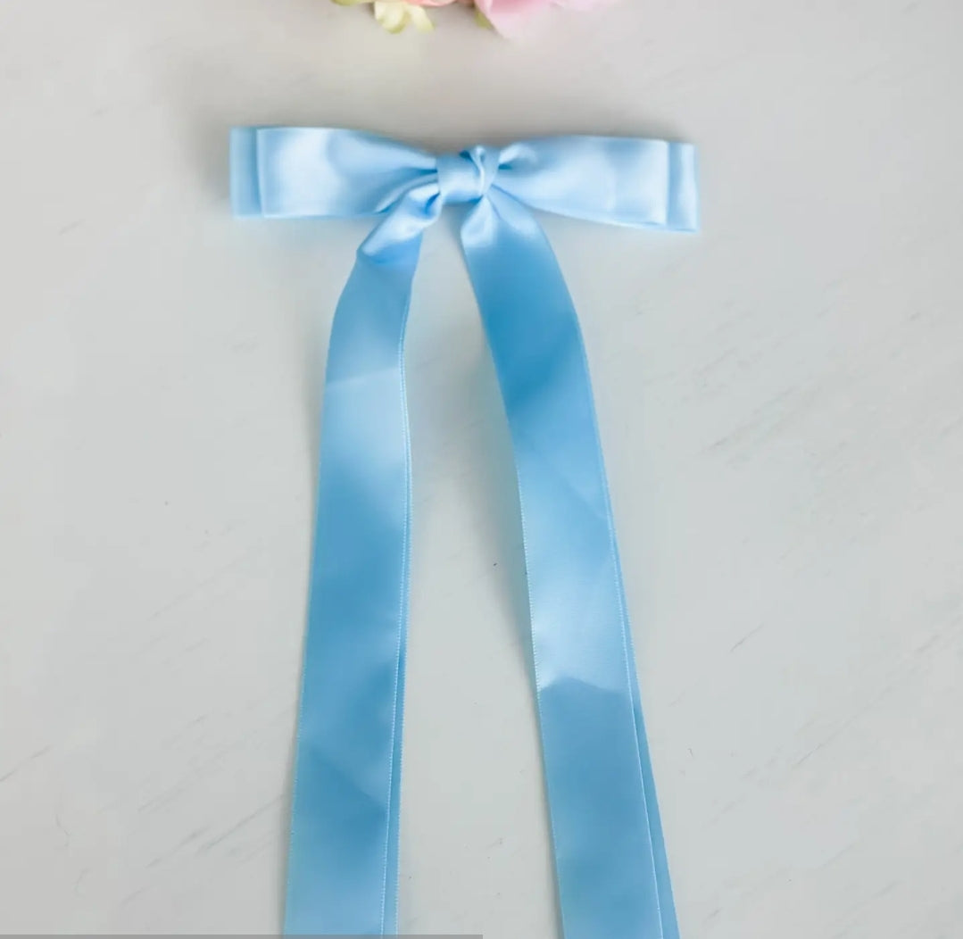 Classic Satin Bow with Clip "Blue