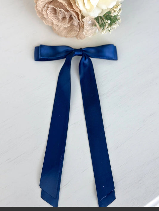 Classic Satin Bow with Clip "Navy