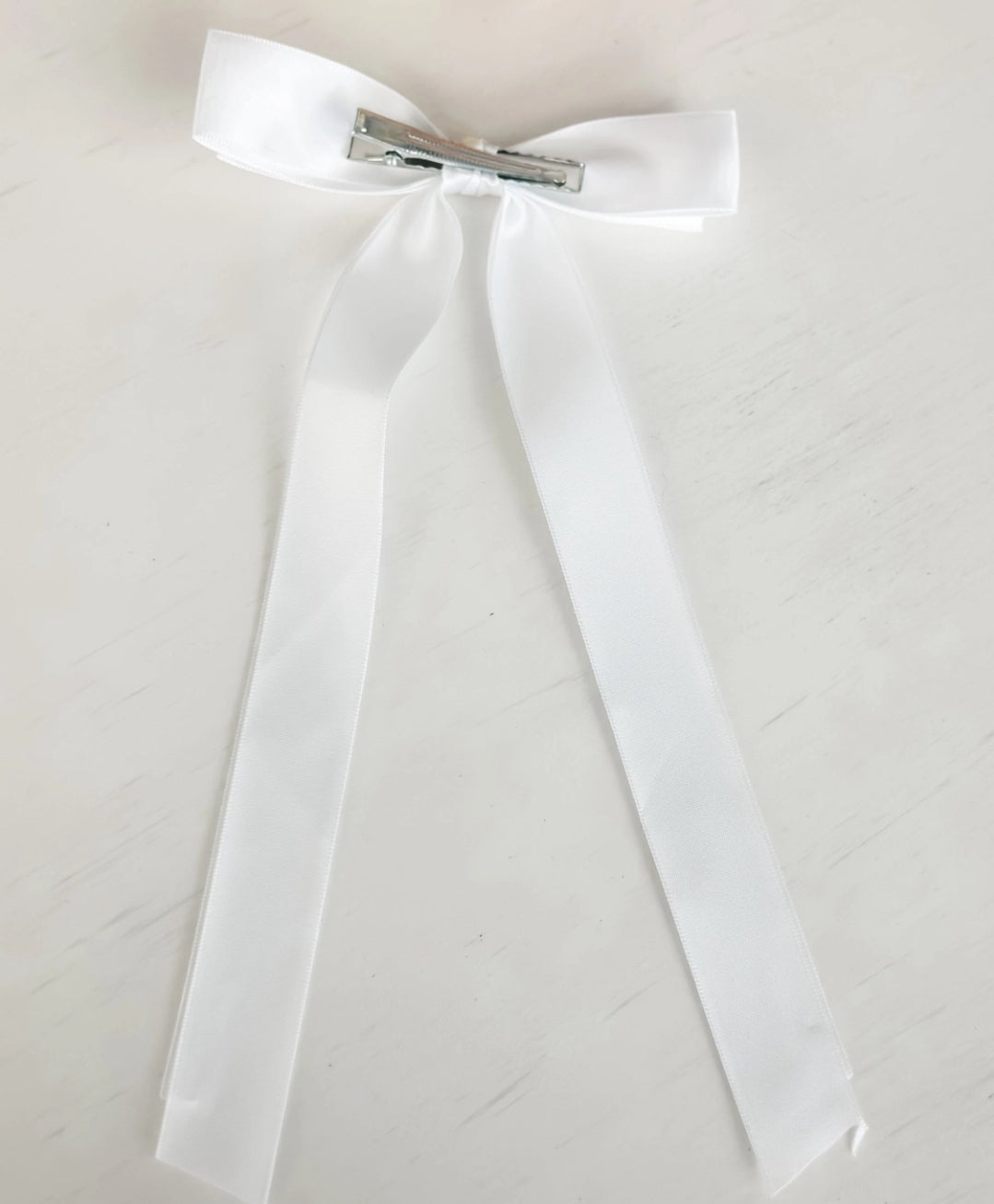 Classic Satin Bow with Clip "White