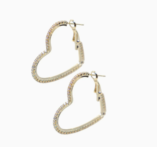 Passionate Embrace, Medium Gold Heart Shape Hoops Earrings