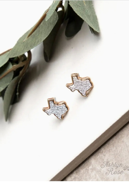 Texas On My Mind Druzy Stud Earrings, White