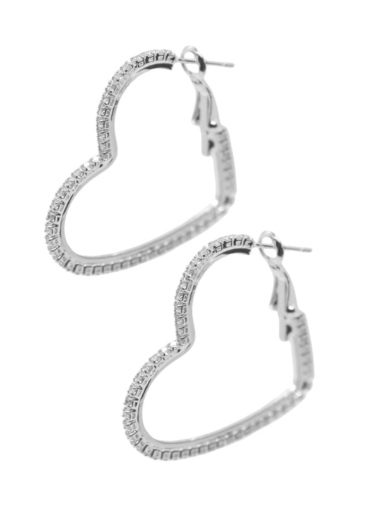 Passionate Embrace, Bold Heart-Shaped Silver Earrings, Large