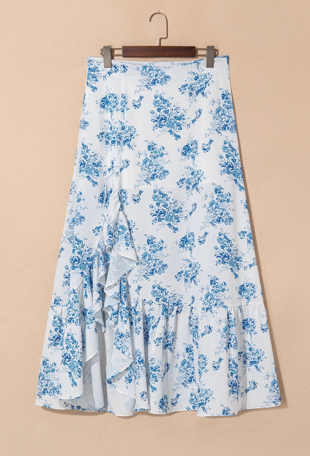 Boho Floral Ruffle Summer Maxi Skirt