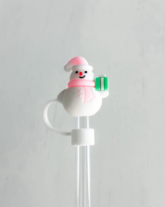 Straw Cover 10mm "Pink Snowman"