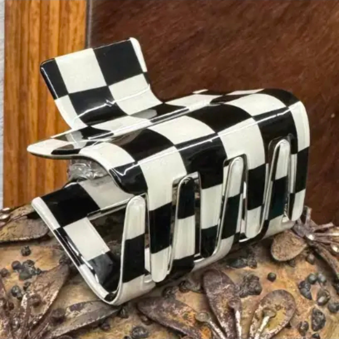 Mini Checked Funky Black Clip