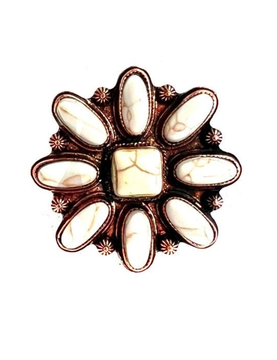 Western Cuff Ring White Stones