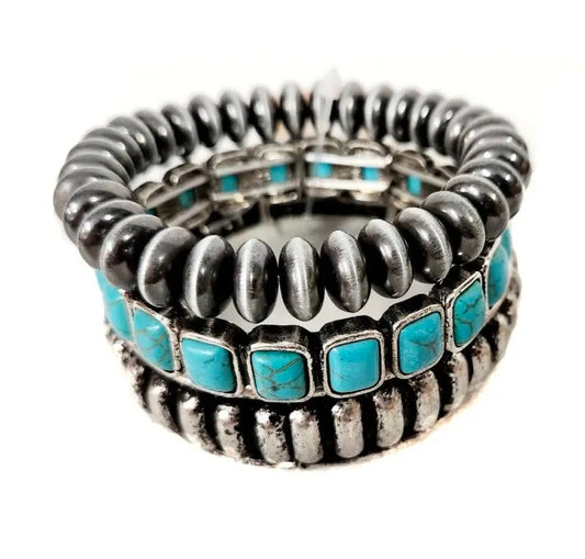 Western 3 Layer Stackable Stretch Bracelet