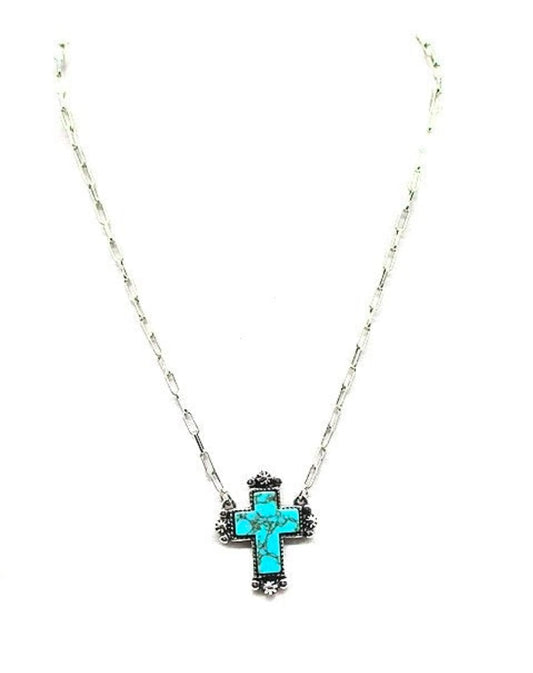Western Turquoise Cross Necklace