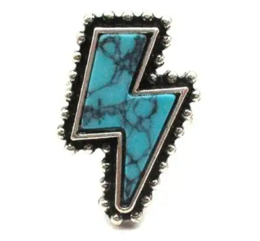 Western Turquoise Lightning Cuff Ring