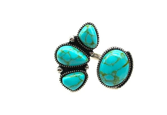 Western Turquoise Stone Cuff Ring