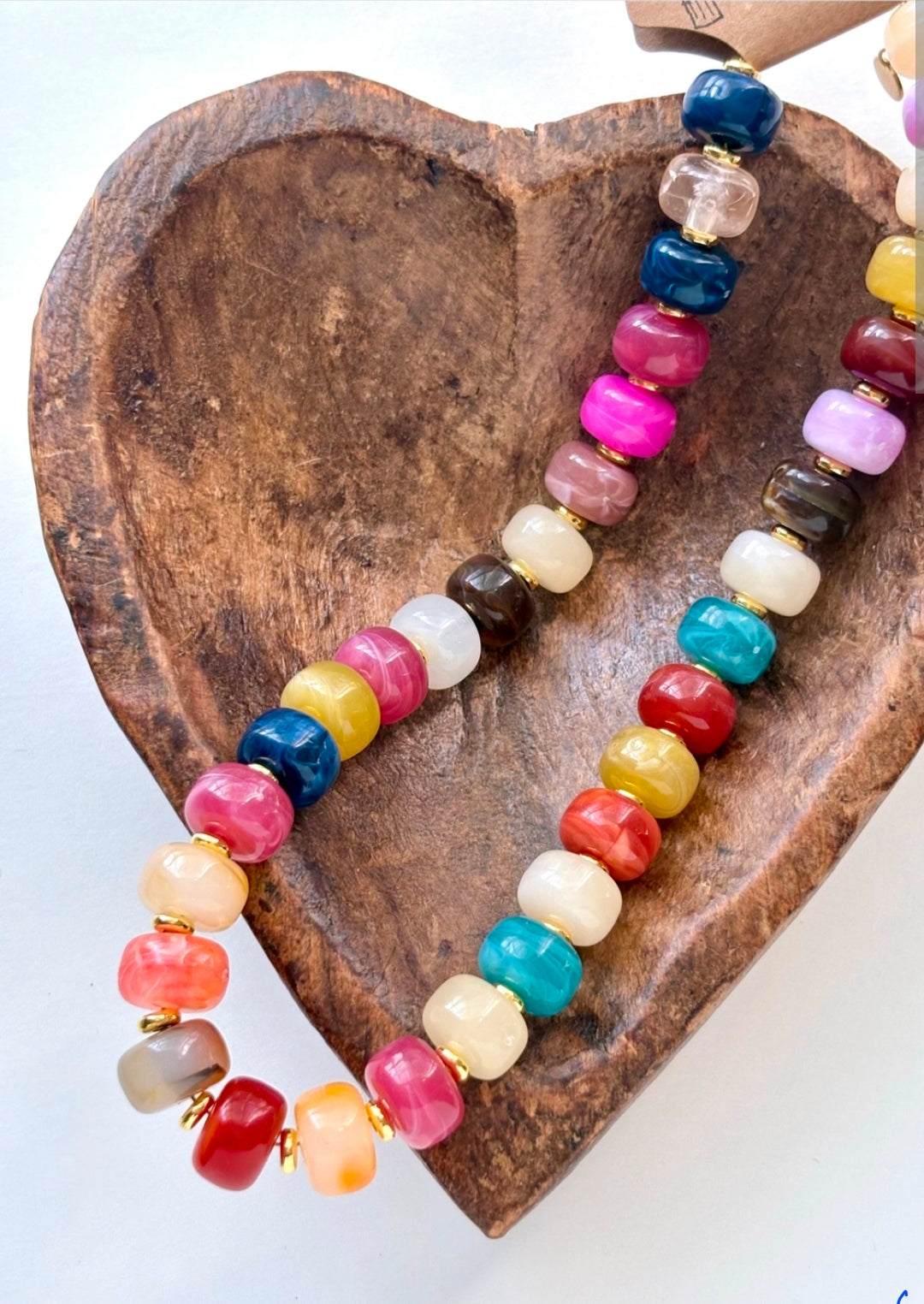 Marble Glass Bead Statement Necklace